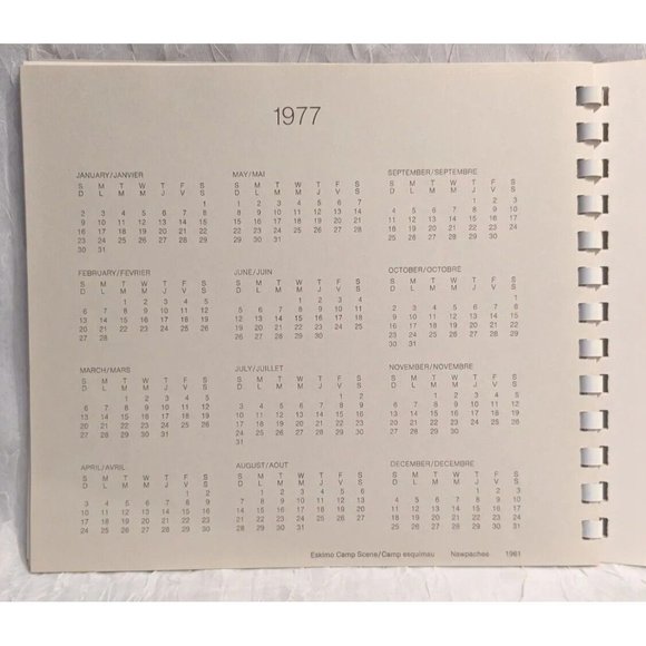 1976 Inuit Calendar Planner Settlements Habitations Artist Engagement Canada Vtg - Picture 13 of 14